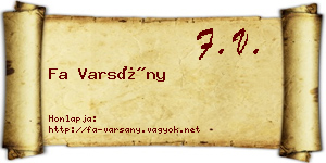 Fa Varsány névjegykártya